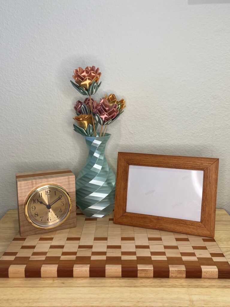 Handcrafted Jatoba wood picture frames from the Pacific Northwest, made from exquisite hand-selected hardwoods, cabin and farmhouse style, a rustic modern, unique gift for any décor, holiday, or occasion. Example layout, landscape.
