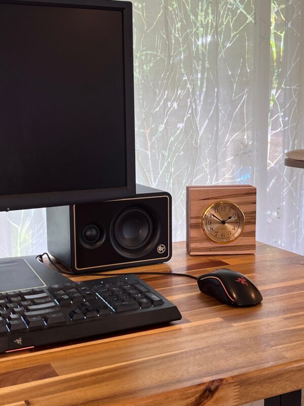 Ambrosia Maple and Padauk Wood Cube Clock