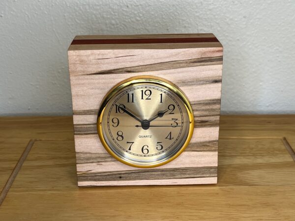 Ambrosia Maple and Padauk Wood Cube Clock
