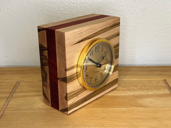 Ambrosia Maple and Padauk Wood Cube Clock