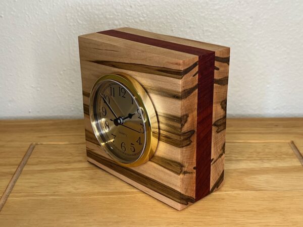 Ambrosia Maple and Padauk Wood Cube Clock