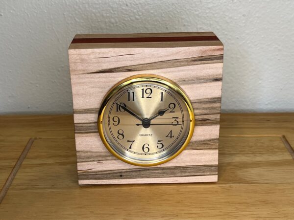 Ambrosia Maple and Padauk Wood Cube Clock