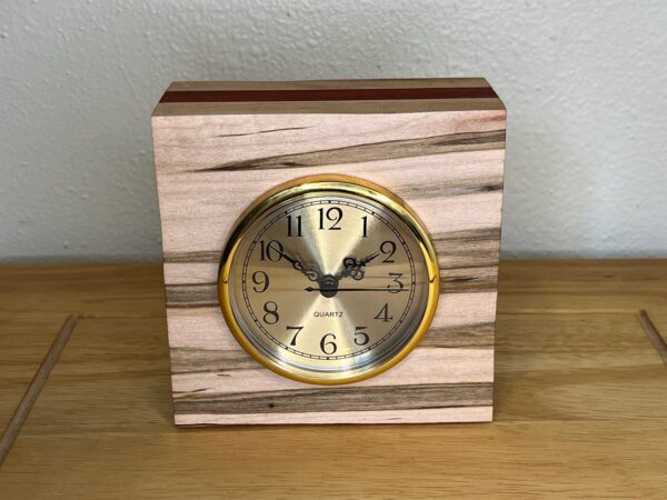 Ambrosia Maple and Padauk Wood Cube Clock
