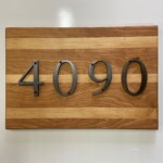 Cherry House Marker with Maple Stripes and Bronze Numbers