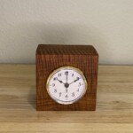 Curly Cube Clock 007 - Arabic Numeral Face Curly Cube Clock: a small handmade wood clock from the Pacific Northwest, made from exquisite hand-selected hardwoods, a rustic modern, unique gift for any décor, holiday, or occasion. Arabic numeral design with reliable quartz movement.