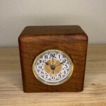 Curly Cube Clock - 003 Curly Cube Clock: a small handmade wood clock from the Pacific Northwest, made from exquisite hand-selected hardwoods, a rustic modern, unique gift for any décor, holiday, or occasion. Traditional numeral design with reliable quartz movement.