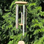 Custom Aged Copper Chimes with Curly Maple and Padauk Accent. Large Size. Rustic Aged Copper Wind Chimes